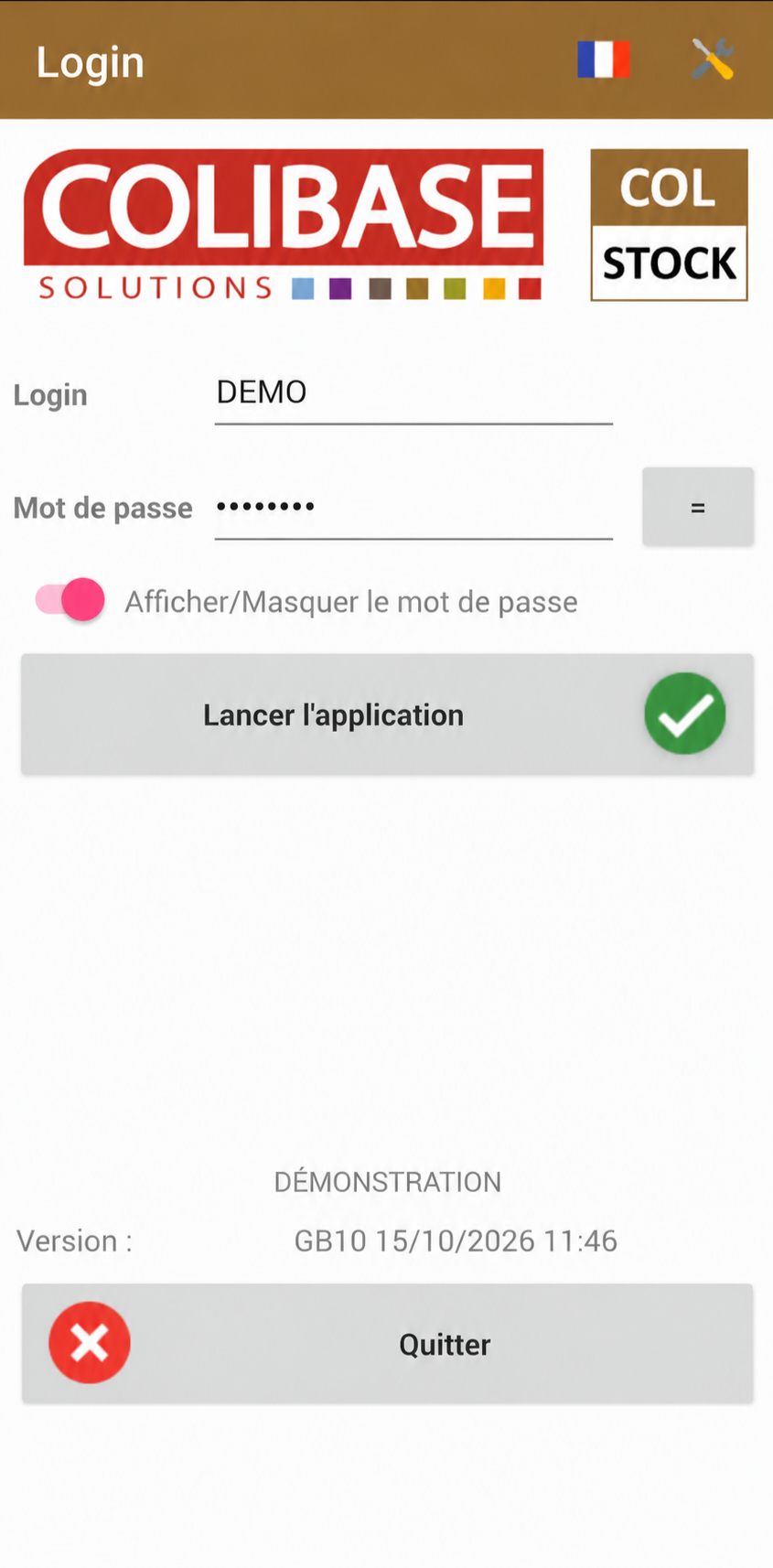 Écran de connexion de Colstock